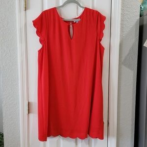 She and Sky Keyhole Scallop Sleeve Lined Dress